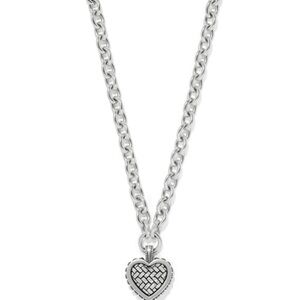 Brighton Pretty Tough Silver Weave Heart Necklace w/Jewelry Case included!
